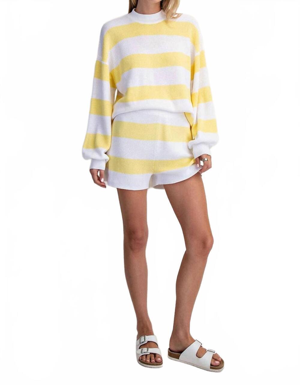NEW COTIERRA stripe sweater set in yellow/white